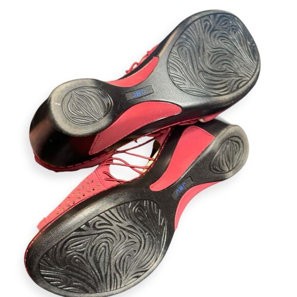 JBU BY JAMBU Women’s Red Cutout Nelly Memory Foam Wedge Sandals Size 9.5 - Picture 6 of 10